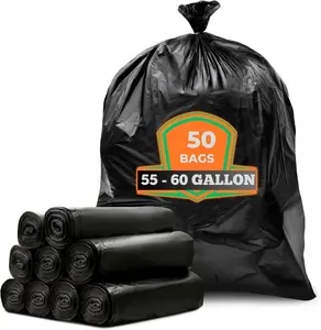 45 Gallon Plus Thickened Heavy Duty Garbage Bag, Tear Resistant, High Quality 25/ 50pcs Black Garbage Bag, Suitable for Yard Garbage Storage, Garbage Disposal, Outdoor Camping Garbage Collection