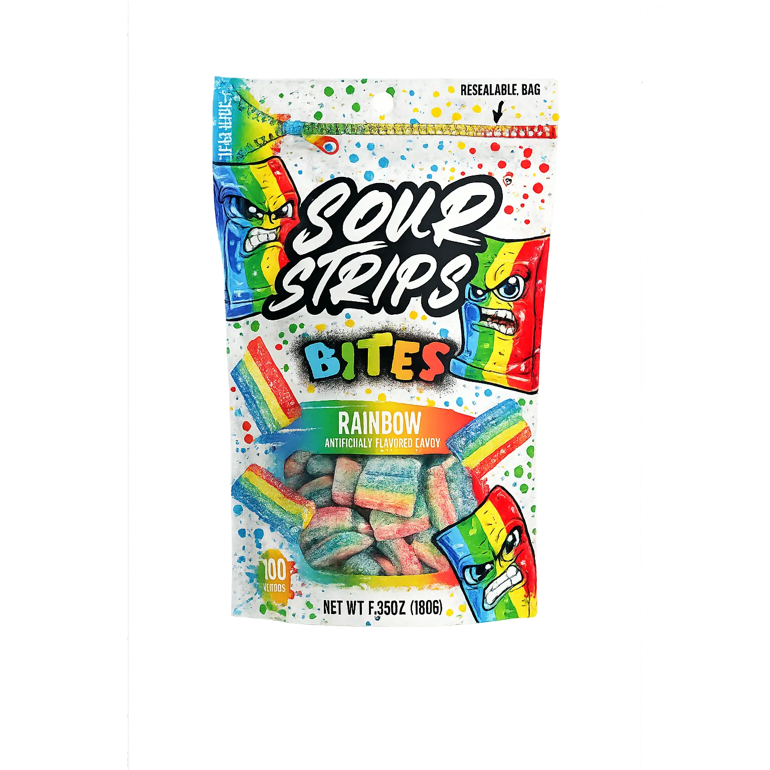 Sour Strips Bites Rainbow Candy 6.35oz – Sour Chewy Fruit Bites