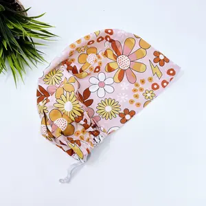Boho Flowers Euro Scrub Cap for Women with Satin Lined Option by Paradise Caps.