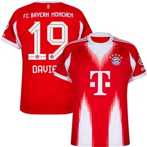 Unisex Soccer/Footbal lBundesliga Club Bayern Munich Davies 19 Home 2025/26 Replica Player Jersey - Red