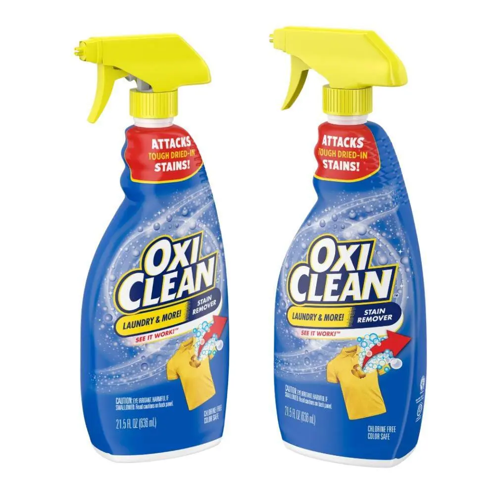 OxiClean 21.5 fl.oz Laundry Fabric Stain Remover Spray, Multi Purpose Stain Fighter for Clothes, Upholstery, and Surfaces, Removes Coffee, Red Wine, Ink, and Grass Stains, Chlorine Free and Color Safe Formula, Fast Acting Spray and Wash Solution.