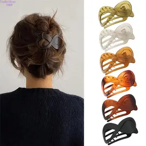 Women’s 6Pcs French 8-Shape Flat Claw Barrettes, Elegant Stylish with Strong Nonslip Grip, Slim Lightweight Hair Clips for Thin & Thick Hair, Casual Daily Hairstyling Fashion Accessories