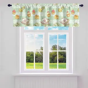 Cupcake Valance Curtains,Vintage Tea Cups with Rose Print Kitchen Curtains Valances,Retro Lace Decorative Curtain Valances,1 Panel 52"Lx18"W