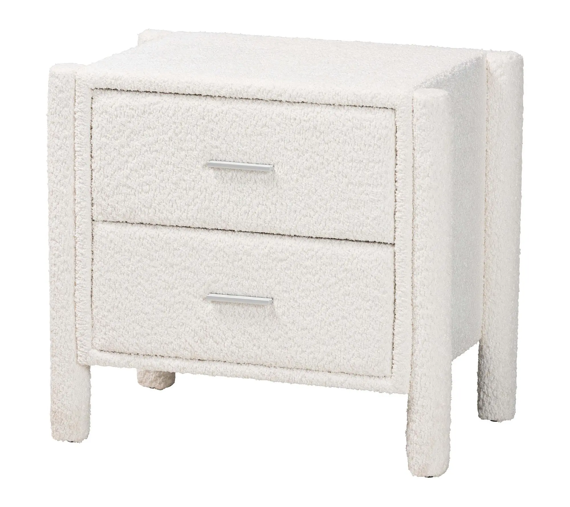 Baxton Studio Laria White Teddy-Bear Fabric Nightstand
