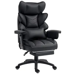 PU Leather Recliner Computer Chair Swivel E-Sports Chair Gaming Chair With Footrest E-Sports Chair With Adjustable Lumbar Support Reclining Video Game Chair
