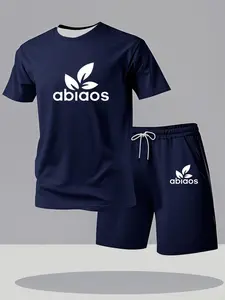 Summer Casual Outdoor Set for Man, Stylish Breathable Short Sleeve T-Shirt and Knee Length Shorts, Ideal for Beach Travel and Outdoor Activities