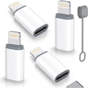For iPhone, iPad, AirPods – 4-Pack USB-C to Lightning Adapter, MFi Certified 27W Fast Charging & Data Sync Converter with Anti-Lost Loop (Not for Audio/OTG)