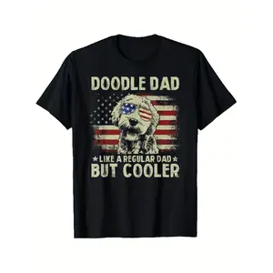shirt merch Classic USA Flag Goldendoodle Doodle Dad Father'S Day T-Shirt for Men, Made of 100%, Heavyweight 180G, Black Crewneck, Short Sleeve, Regular Fit, Ideal for Men, Women, Moms, And Friends, Plus Size