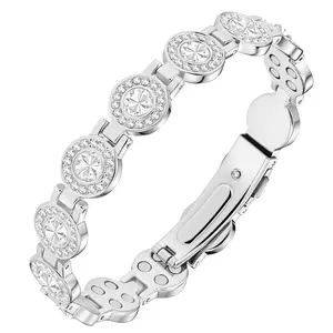 Pure Copper Bracelets for Women, Ultra Strength Magnetic Bracelet with 3800 Gauss Magnets & Sparkling Cubic Zirconia Adjustable charm bracelet