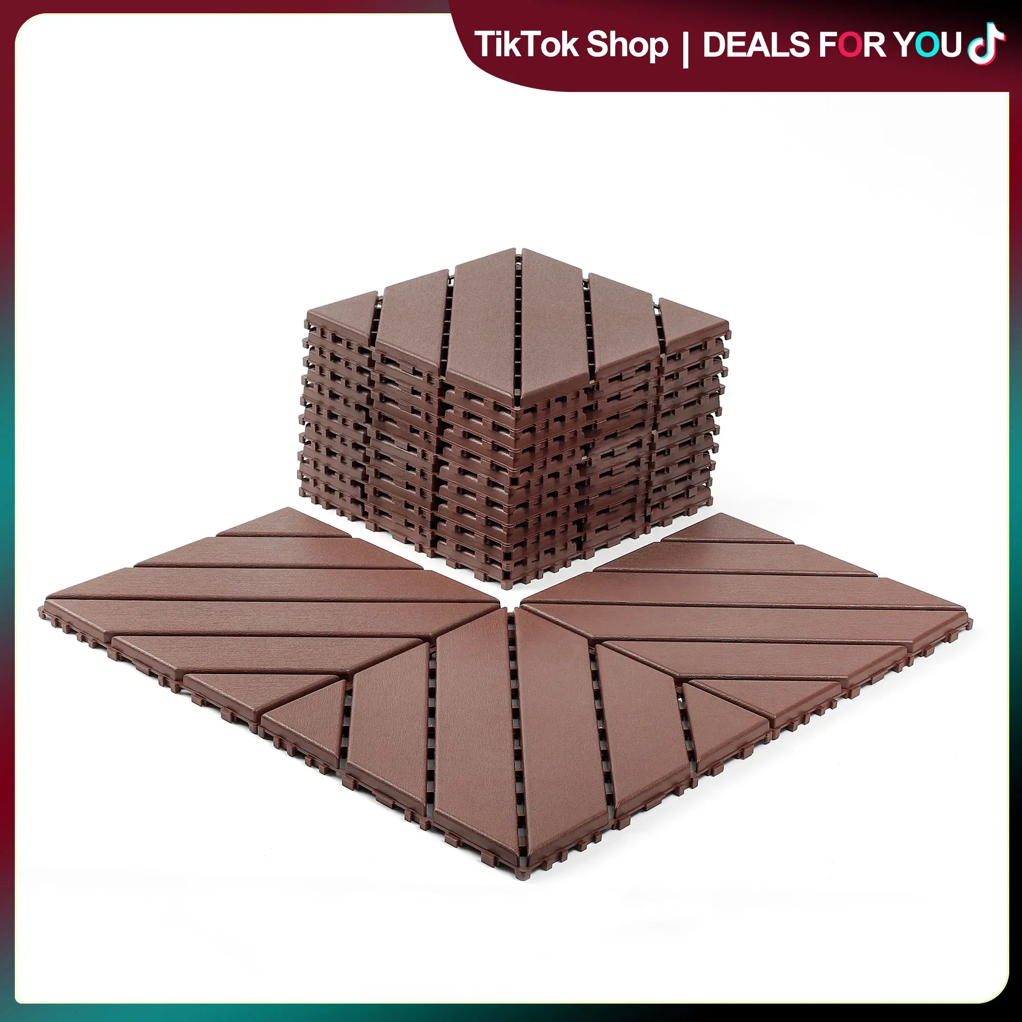 44-Pack Interlocking Deck Tiles, 12x12in Waterproof Durable Flooring Tiles with Easy Snap Connection & Efficient Drainage, Customizable All-Weather for Outdoor Patio, Indoor Balcony