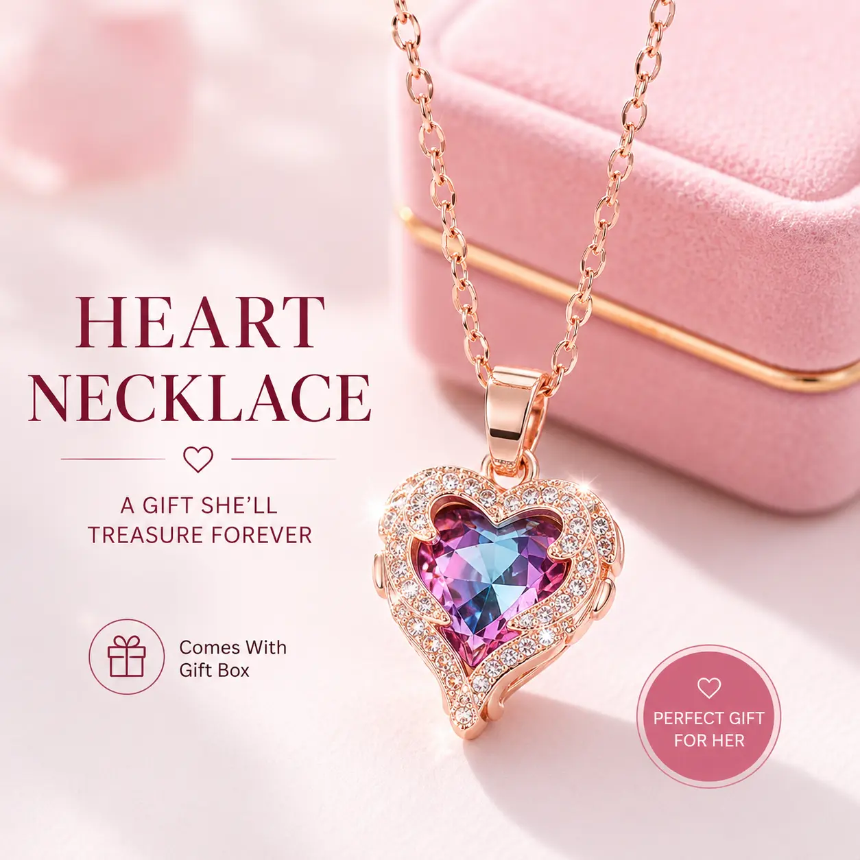 Heart Shaped Necklace for Mom - Anniversary & Daily Wear Costume Jewelry, Meaningful Appreciation Gift for Her (Ideal for Grandma, Wife, Aunt), Anniversary Necklace, Daily Wear Necklace