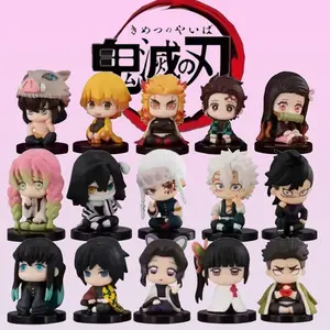 Demon Slayer Anime Figure Toy - Kimetsu No Yaiba Q Version - Sitting Tanjiro Nidouzi Inosuke Zenizu PVD Figurine Model Doll Gift