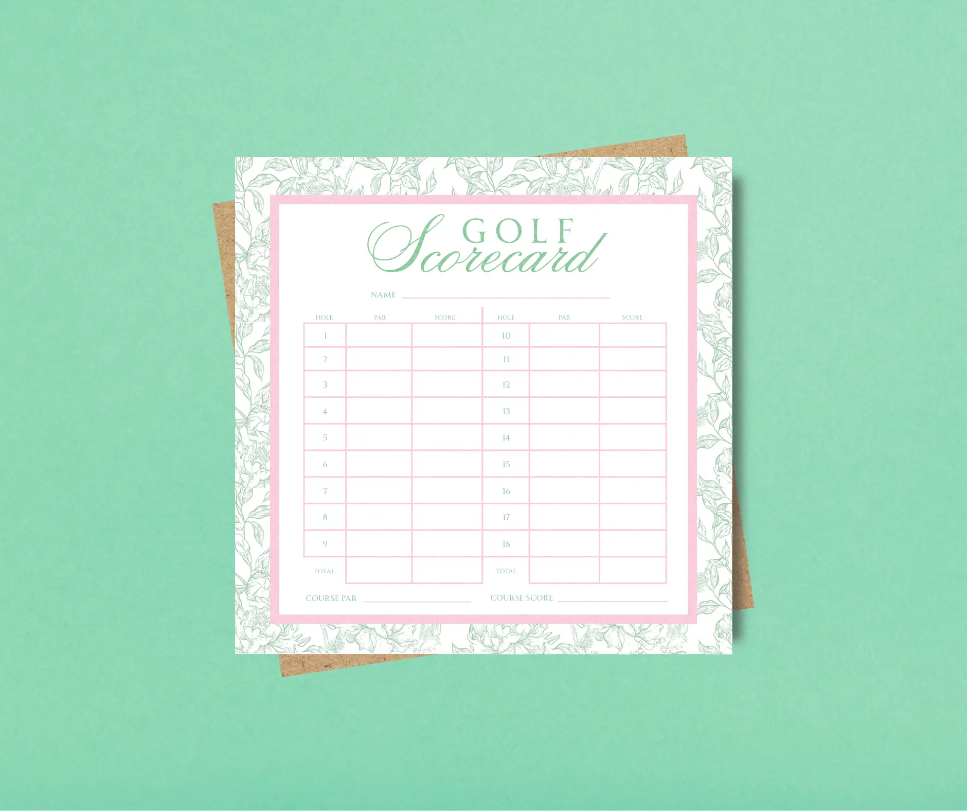 Golf Scorecard Notepad