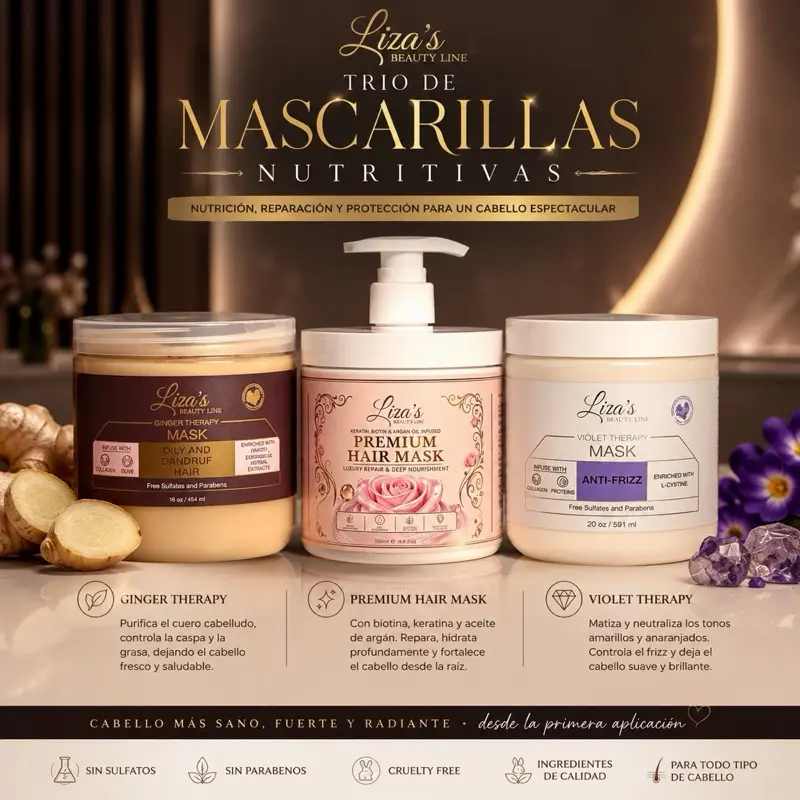 1646- Unisex Haircare 3-Pack Treatments - Gentle Blue Pigment, Gentle Violet Pigment, Ginger Infusion, Moisturizer Repair Formula