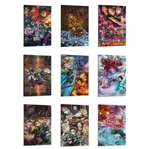Demon Slayer Anime Wall Art Framed Canvas Print for Home Decor Gift Artwork Eco-Friendly Fade-Resistant Waterproof UV-Protected Vibrant Colors - Decoration, Kimetsu No Yaiba Epic Battle Scene Poster, Trendy Otaku Room Decor for Bedroom Living Room Dorm Ap