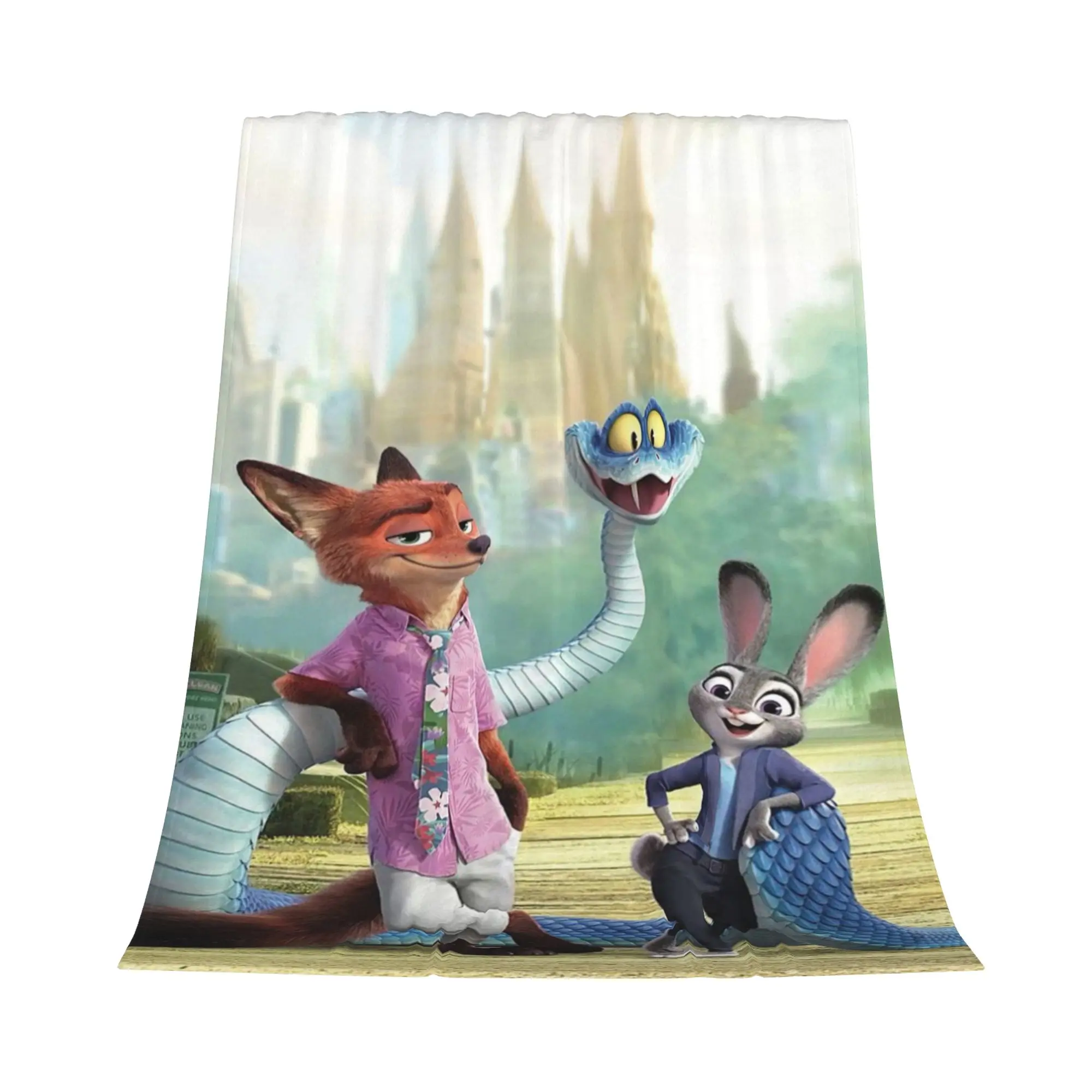 [SummerVibes] DISNEY CLASSIC Zootopia Blanket, Nick & Judy Soft Flannel Fleece Blanket for Kids Adults, Cartoon Themed Throw Blanket for Bed Couch Sofa, Ideal Gift for Zootopia Fans