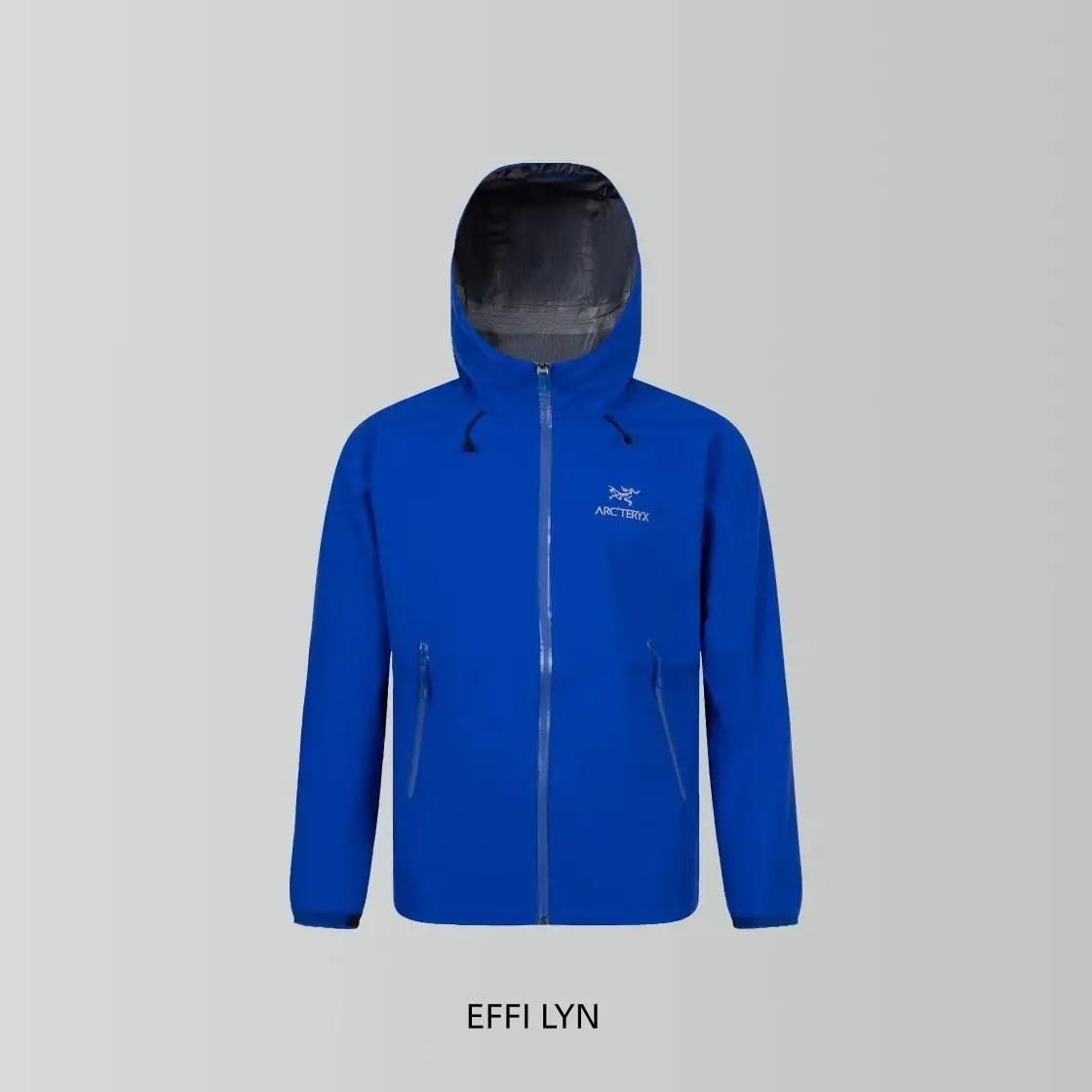 Bright Royal Blue Hooded Shell Jacket - Full-Zip Closure, Side Zipper Pockets, Wind-Water Resistant for Hiking, Camping (Sports Collectibles Accessory)
