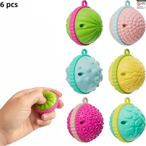 6 Pack Textured Sensory Squeeze Balls, Non-Toxic Soft Silicone, Stress Relief Toy for Home, Daily Relaxation, Ideal for Anxiety Relief