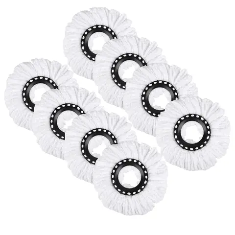 Microfiber Round Mop Heads 4/8 Pieces 6.29inch Spin Mop Replacement Refill Cleaning Accessories-NOT Suitable for All Styles