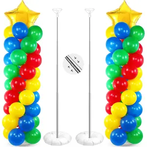 2 Set Hero-Themed Balloon Stand Kit 142PCS Adjustable Column Stand & Arch for Party Decor