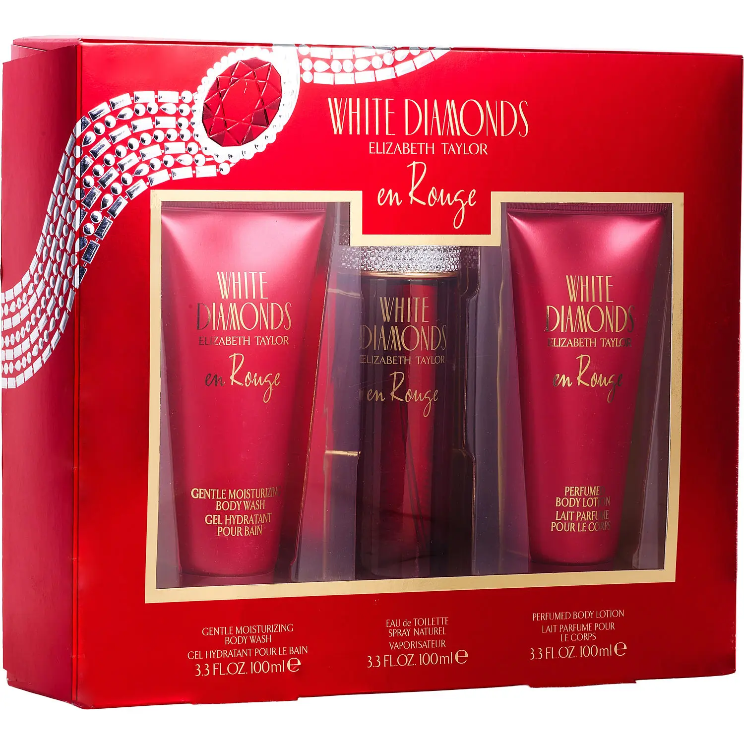 White Diamonds En Rouge Set-Edt Spray 3.3 Oz & Body Lotion 3.3 Oz & Body Wash 3.3 Oz For Women