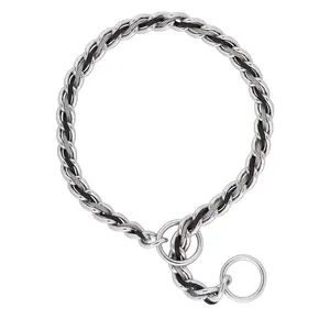 Weaver Leather Laced Chain Slip Collar - Comfortable Quiet Polyester Rope Lacing Dog Collar