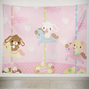 Cute Carousel Tapestry with Adorable Animals, Perfect for Adding a Whimsical and Playful Touch to Any Room or Nursery