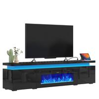 Black TV Stand+Fireplace