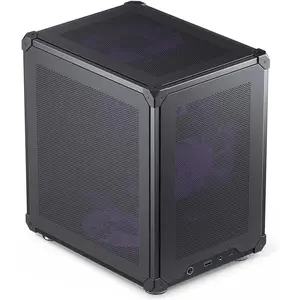 C6 Black Mini MATX Mesh PC Case,Simple Compact Desktop  ATX Chassis,Upper Cover/Side Panel Tool-Free Open pc case, ATX Power Bite (L185mm Max.),Support 75mm CPU Cooler,GPU200-255mm