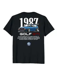 Retro 1987 VW Golf GTI MK2 Hot Hat T-Shirt Hoodie Sweatshirt 2 Sided – Classic Car Lover Graphic Tee for VW Fans Enthusiasts