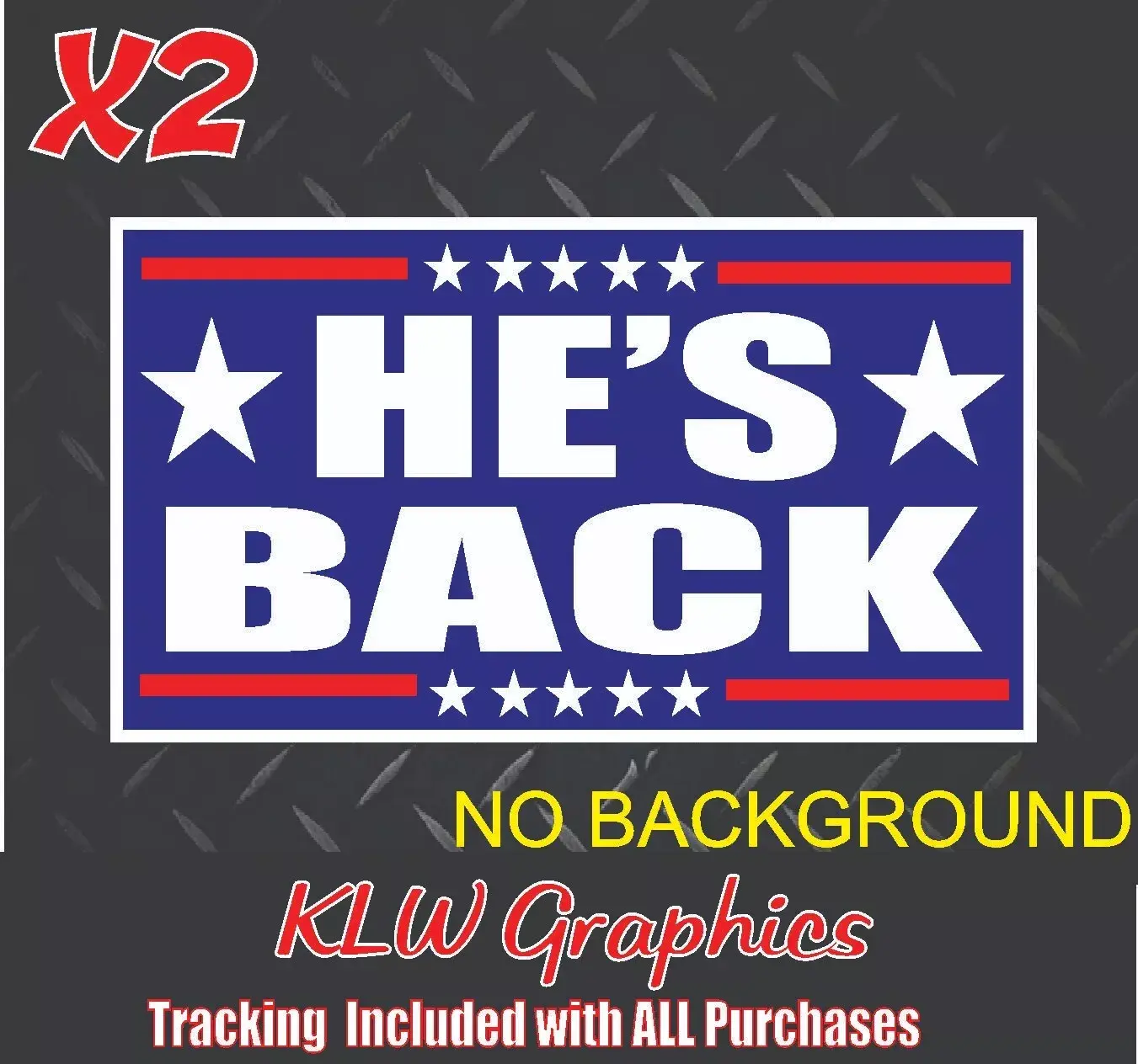 He's Back Red White Blue Full Color Decal Sticker Garbage for Trump 2024 MAGA America Great Biden Trash