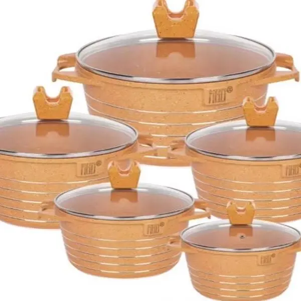 5-Piece Non-Stick Aluminum Cookware Set, Equipped with Glass Lids