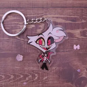 Acrylic Keychain Angel Dust Hazbin Hotel Double sided 2.5 in double boarded steel keyring topper