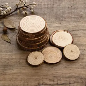Polished Natural Pine Wood Slices for DIY Crafts & Decoration - Blank Wooden Rounds for Engraving, Halloween & Christmas Ornaments - Unfinished Wood Circles - christmas bark