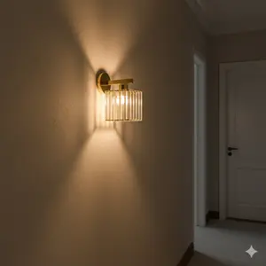 Crystal Wall Lamp, Decorative Wall Light, Modern E27 Socket Metal Square Light Fixture, Bathroom Vanity Lamp, Living Room Bedroom Makeup Room Decor