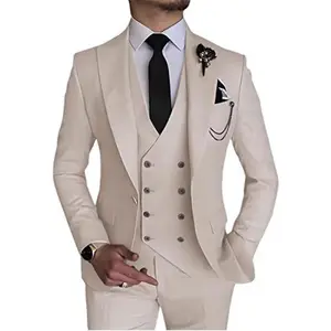 Men's evening gown European And American Men's Slim Double-breasted Wedding Three-piece Suit