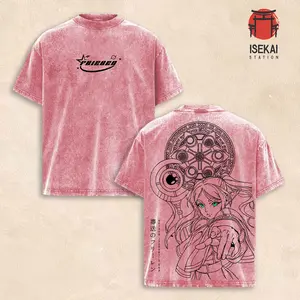 Frieren: Beyond Journey's End Anime Double Printed Vintage Washed Tee Unisex Oversize Anime Manga Washed Heavyweight Cotton T-shirt