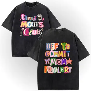 Tired Mom Club Double-Sided Tshirt, Vintage Wash Motherhood Ransom Letter Tee – 100% Cotton Double-Sided Print, Leopard Print, Colorful Mom Life, Mothers Day Gift. Perfect For Mom Wife # TikTokMadeMeBuyIt # GiftIdeas # GiftForHer