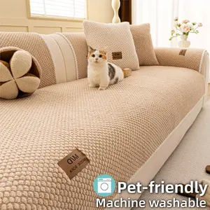 Textured Knit Sofa Cover, Thick Soft Couch Seat Protector Pad, Non Slip Machine Washable Pet Friendly Sofa Cover, Anti Scratch Furniture Protector for Cats & Dogs, Sectional, Loveseat, 3 Seater Couch, Sofa Slipcover