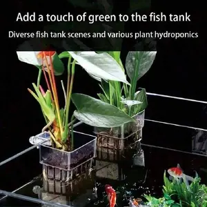 Transparent Acrylic Fish Tank Planter Pot, Hollow Design for Oxygen & Plant Growth, Ideal for Home Office Aquarium Decoration