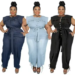 Women's Season Washed Denim Casual Jumpsuit