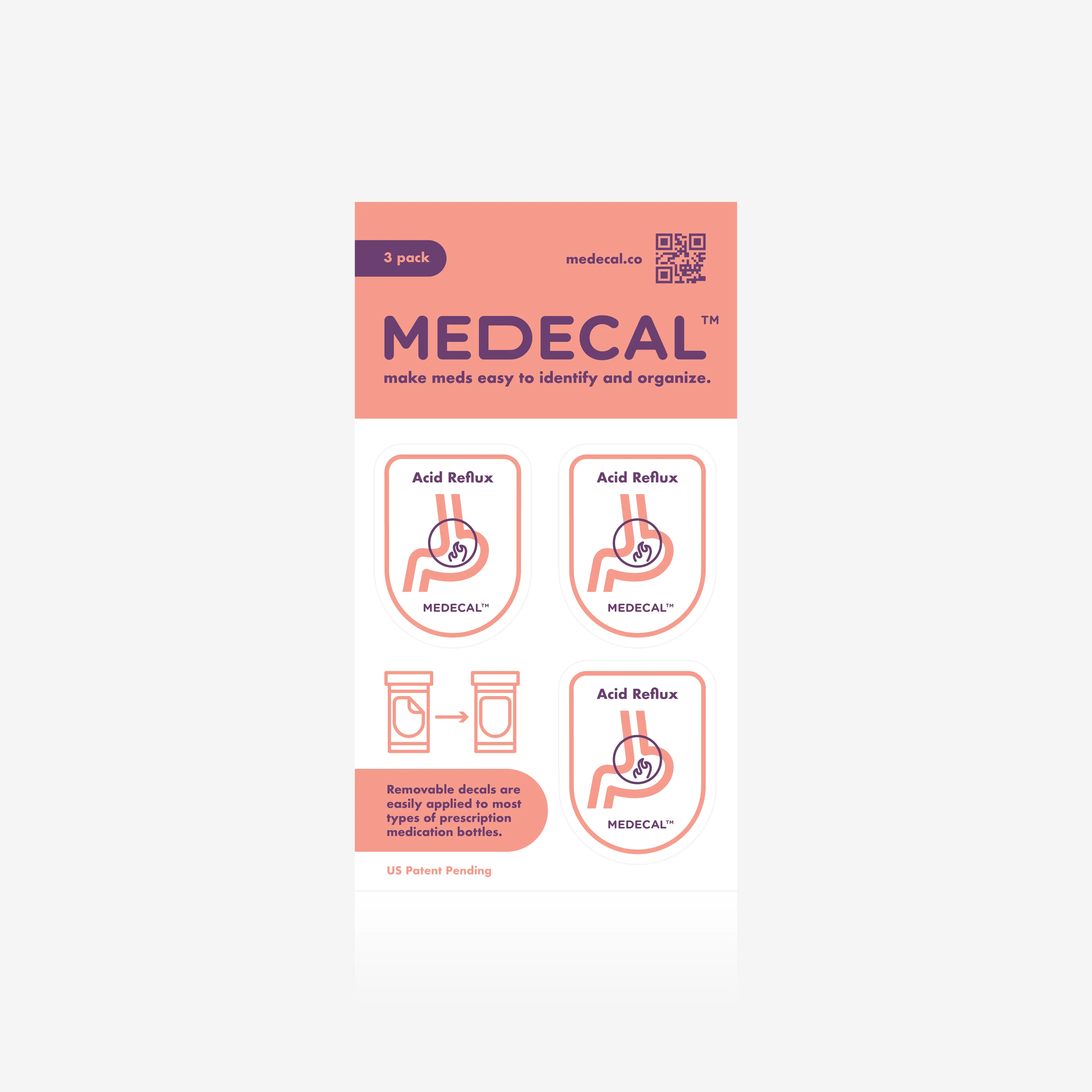 Acid Reflux Medecal - Removable Label Decal - Identify and Organize Medications