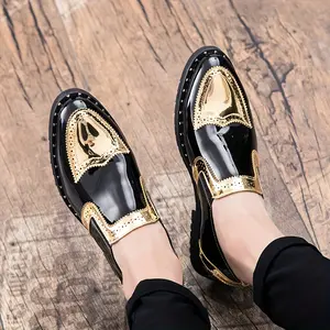 Luxurious Original New Men's Business British Leisure faux Shoes Oxford Shoes Driving Shoes Breathable Comfortable Non-slip Casual Shoes Flat Patent faux Fashion Casual Wedding Shoes Party Banquet Shiny Soft faux Shoes Wing-Tip Loafers