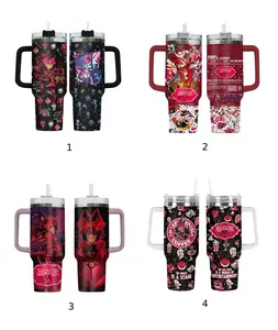 Hazbin Hotel Tumbler 40 oz Collection, Alastor Tumbler, Alastor Hazbin Insulated Tumbler, Hazbin Hotel Tumbler Cup, Tumbler With Straw