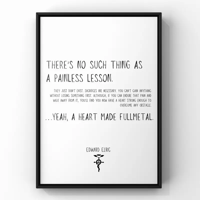Fullmetal Alchemist Edward Elric Quote Poster - Minimalist Frameless Artistic Wall Art, Inspirational Home Decoration Print for Living Room, Ideal Gift