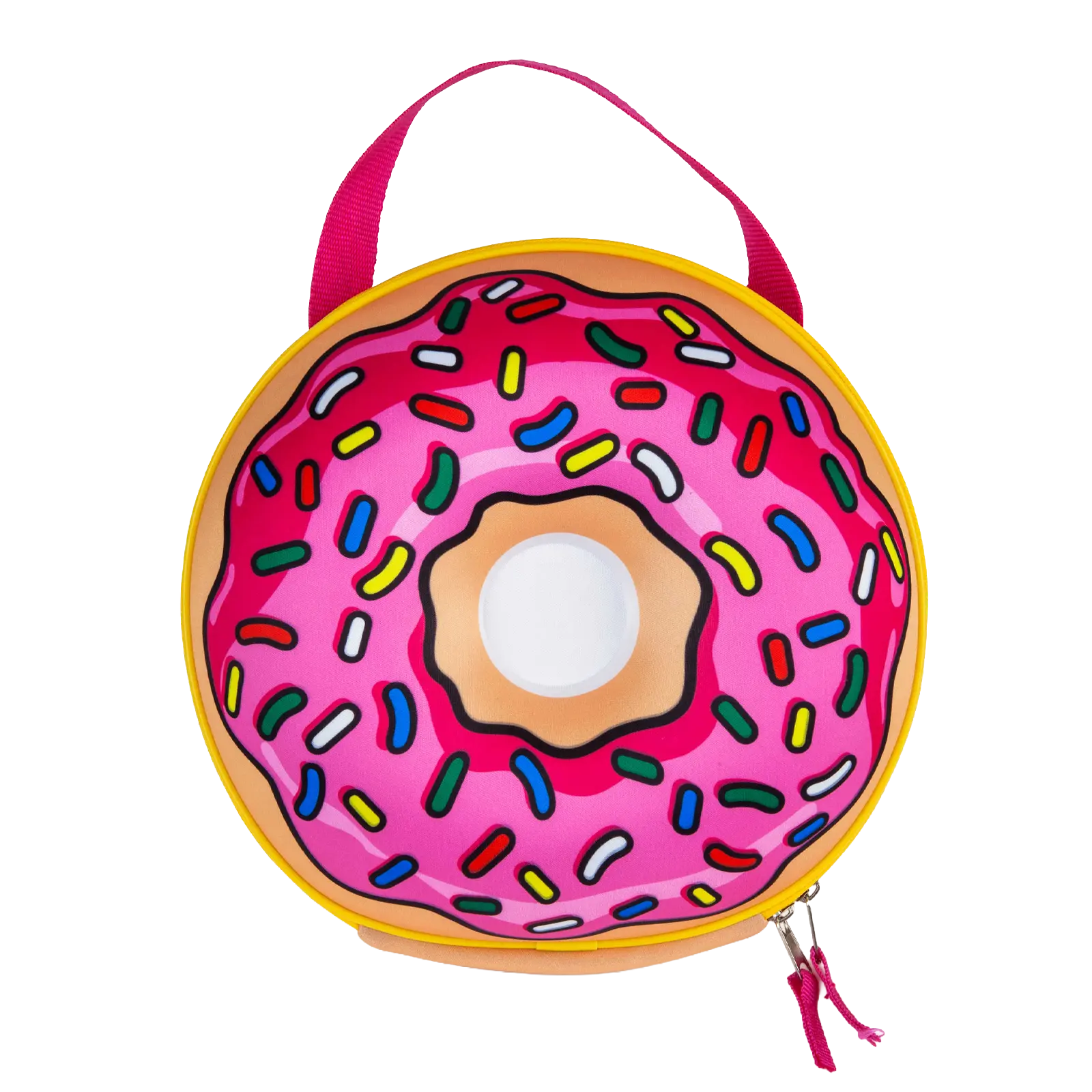 BigMouth Frosted Donut Lunch Tote — Insulated Lunch Bag with Pink Icing Donut Design and Ribbon Strap, EVA-Lined Tote for Work, School and Picnics, Fun Gift for Donut Lovers