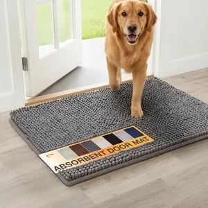 s Muddy Paws  Door Mat 36" x 24" - Super Absorbent & Quick-Dry Chenille Doormat for Trapping Dirt, Water, Mud - Non-Slip, Machine Washable  Rugs for Entryway, Indoor Mud Mats, Charcoal
