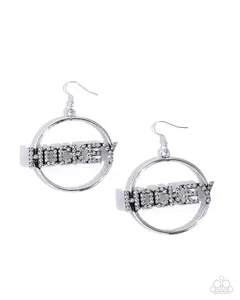 The Puck is in Play - White Rhinestone Hockey Sports Earrings - Paparazzi