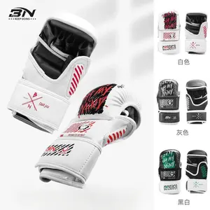 BN Boxing Gloves Factory Professional MMA Gloves PU Leather Printed With Custom Logo OEM Grappling Gloves