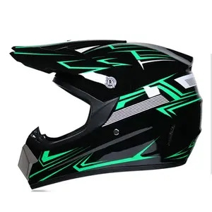 Motocross Helmet Off-Road Motorcycle Full Face Helmet Set with Goggles, Gloves & Neck Brace - Adult Mountain Bike Helmet - Cool Phantom Ghost Design - Size M